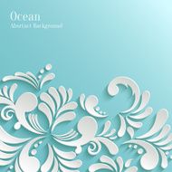 Abstract Ocean Background with 3d Floral Pattern