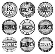 Made in the USA patriotic black &amp; white icon set
