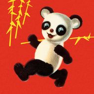 Panda Running With Bamboo