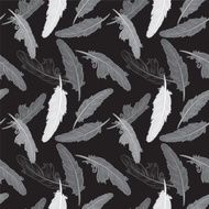 Hand Drawn Vintage Feather Seamless Pattern N3