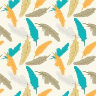 Hand Drawn Vintage Feather Seamless Pattern N6