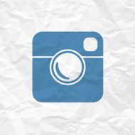 Hipster Photo Icon on Crumpled Paper Texture