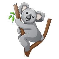 Cute koala cartoon on a tree