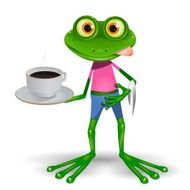 Frog with cup of coffee N2