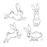Coloring book or page Four fanny rabbits N2
