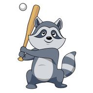 Cartoon raccoon baseball player character N2