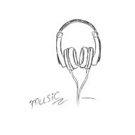 Doodle style headphones vector illustration musical N2
