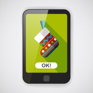 Christmas stocking flat icon with long shadow eps10 N71