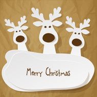 Three Christmas Reindeer white on a brown background