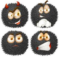 Facial expression on fluffy ball