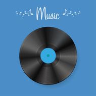 Vinyl disc on blue background with shadow