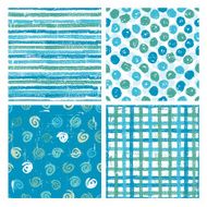 Set of four seamless patterns in blue
