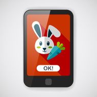 Pet rabbit flat icon with long shadow eps10 N4
