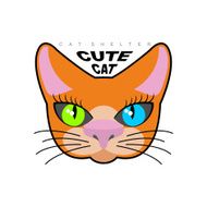 Cute cat Logo for Cat shelter Vector emblem pet