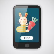 Rabbit with carrot flat icon long shadow eps 10