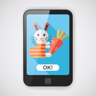 Rabbit with carrot flat icon long shadow eps 10 N3
