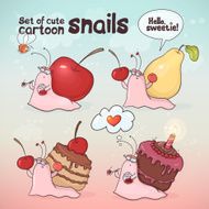 Set of cute cartoon snails N2