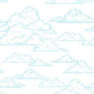 Clouds seamless pattern hand-drawn illustration