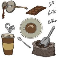 Set of vector illustrations coffee elements