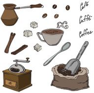 Set of vector illustrations coffee elements N2