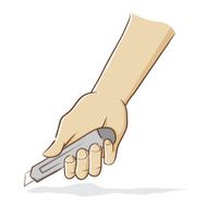 Hand Holding a Cutter Vector illustration