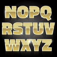 Gold glittering metal alphabet set N to Z
