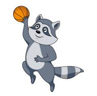 Cartoon raccoon player with ball N2