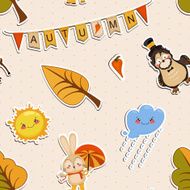 Vector seamless background of forest dwellers and trees