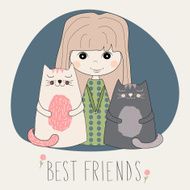 cute cats with girl N2