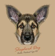 Vector Portrait of Shepherd Dog