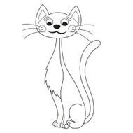 Cartoon lean kitty funny cute thin cat with kind muzzle N2