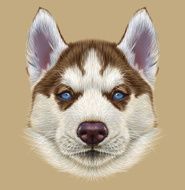 Illustrative Portrait of Husky Puppy