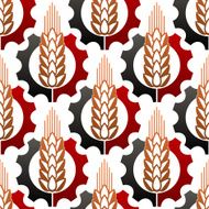 Cereal ears in gears seamless pattern N2