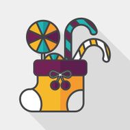 Christmas stocking flat icon with long shadow eps10 N76