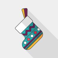 Christmas stocking flat icon with long shadow eps10 N77
