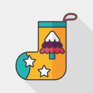 Christmas stocking flat icon with long shadow eps10 N78