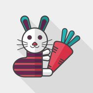 Rabbit with carrot flat icon long shadow eps 10 N5