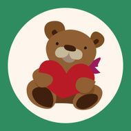 Valentine&#039;s day present bear flat icon elements background eps10