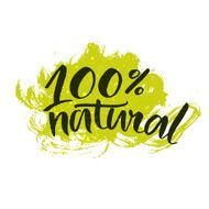 100 natural stricker with brush calligraphy at green splatter