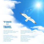 Cloudscape with Seagull Vector illustration eps10 editable