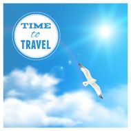 Cloudscape with Seagull Vector illustration eps10 editable N2