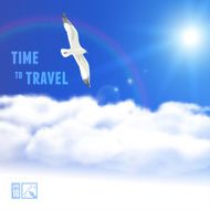 Cloudscape with Seagull Vector illustration eps10 editable N3