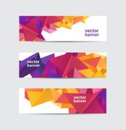 vector set of crystal modern faceted geometric colorful banners N2
