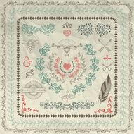 Hand Sketched Borders Design Elements on Crumpled Paper