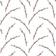 Watercolor seamless pattern pussy willow