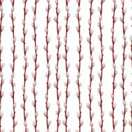 Watercolor spring seamless pattern blossom pussy willow tree N2