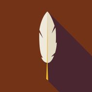 Flat Writing Feather Illustration with long Shadow N2