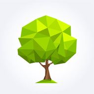 Green geometric palm formed by triangles vector