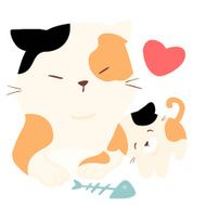 little fluffy cat love big vector