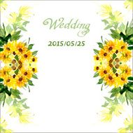 Watercolor card with flowers sunflower